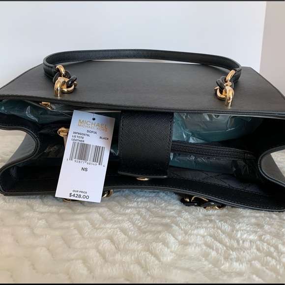 NWT MK Black leather Sofia large tote bag MSRP$428 - Picture 7 of 7